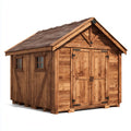 Casetta da giardino in abete massello marrone rettangolare 300 x 240 x 260 cm con doppia porta e finestre