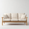 Divano 3 posti beige 200 x 80 x 80 cm in rovere massello e poliestere rettangolare