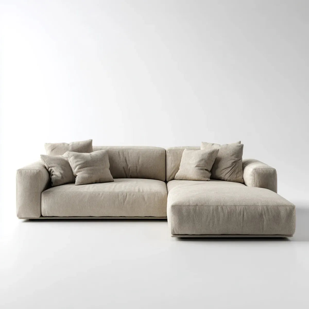 Divano angolare con penisola destra beige 280 x 170 x 75 cm in poliestere forma a L