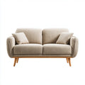 Divano due posti beige imbottito 160 x 85 x 85 cm in poliestere con gambe in legno massello di gomma forma rettangolare