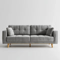 Divano 3 posti grigio in velluto di poliestere rettangolare 210 x 90 x 85 cm