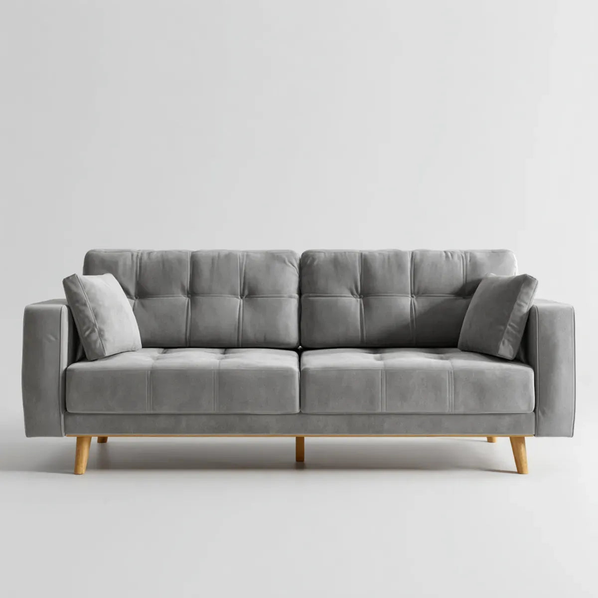 Divano 3 posti grigio in velluto di poliestere rettangolare 210 x 90 x 85 cm