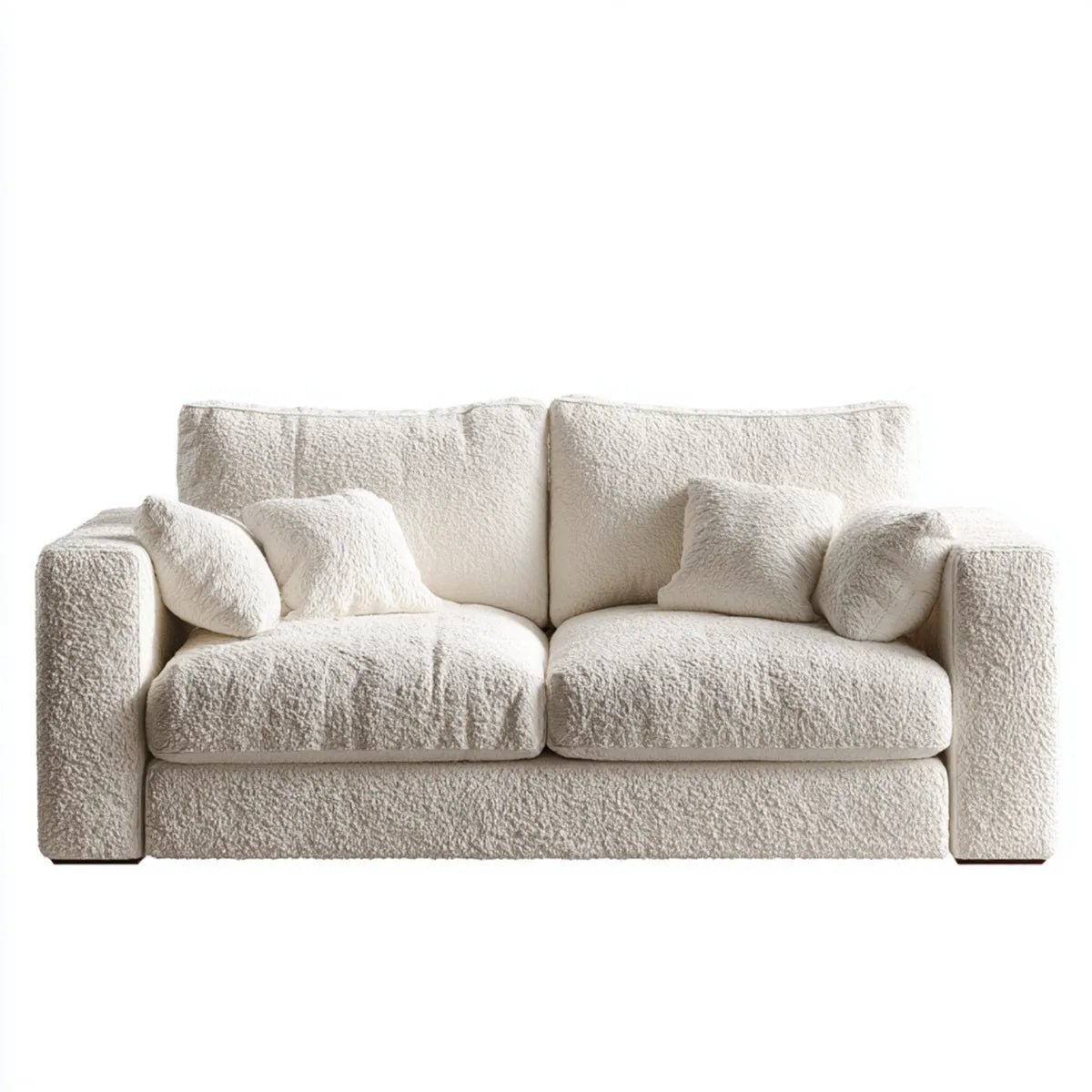 Divano 2 posti crema 180 x 95 x 85 cm in bouclé di poliestere forma rettangolare