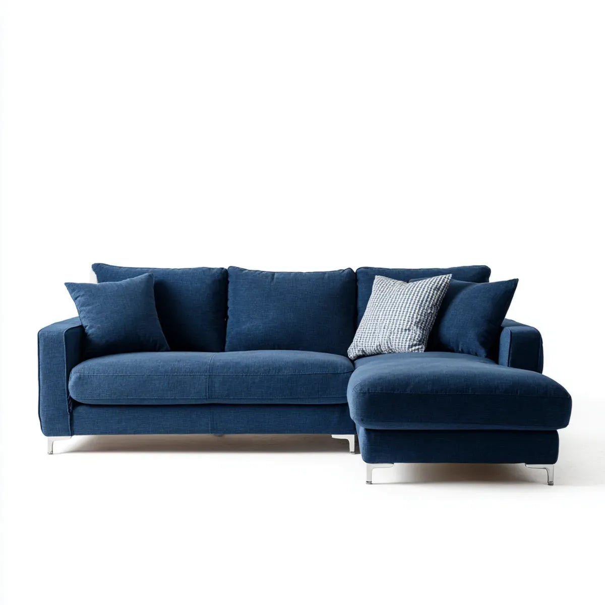 Divano angolare 3 posti blu navy in poliestere a L 260 x 160 x 85 cm