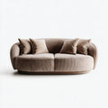 Divano 2 posti curvo beige in velluto a coste di poliestere 180 x 95 x 75 cm