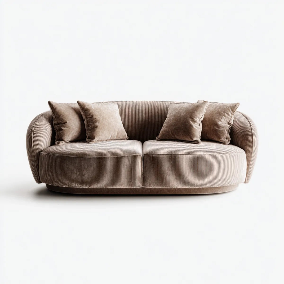 Divano 2 posti curvo beige in velluto a coste di poliestere 180 x 95 x 75 cm