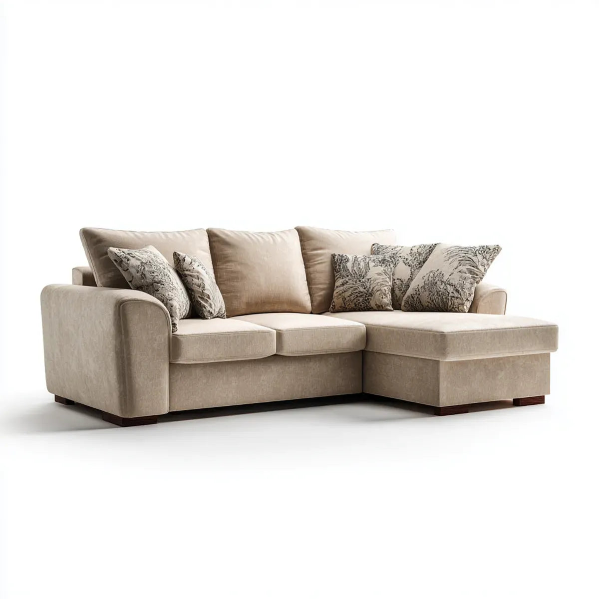 Divano angolare 3 posti beige in poliestere con chaise longue 270 x 170 x 90 cm