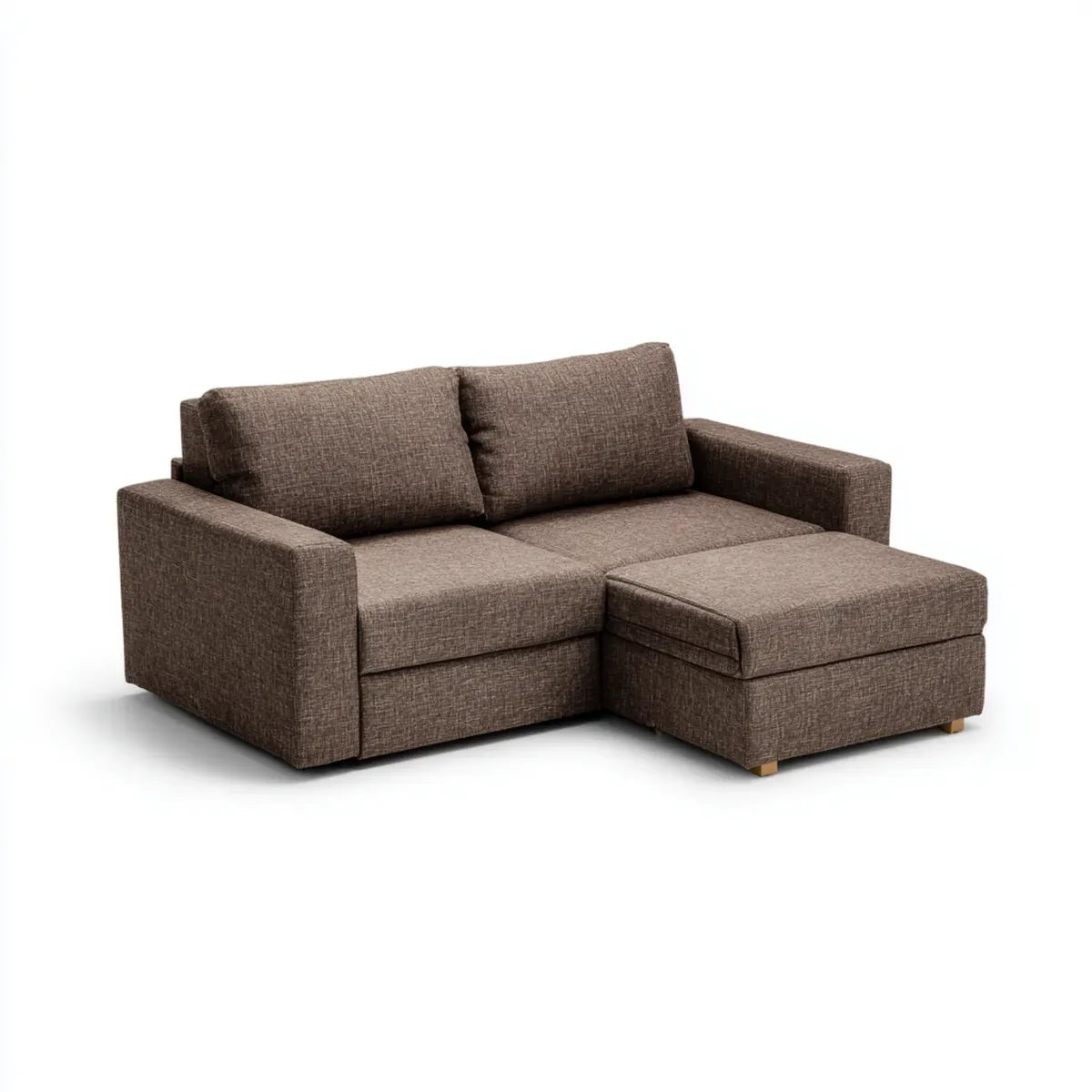 Divano 2 posti con pouf marrone 180 x 85 x 85 cm in poliestere forma rettangolare