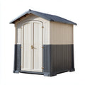 Casetta da giardino porta attrezzi in polipropilene beige antracite rettangolare 190 x 120 x 190 cm