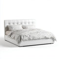 Letto matrimoniale imbottito bianco in similpelle PU 160 x 200 cm con testiera capitonné
