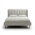 Letto matrimoniale imbottito grigio chiaro 160 x 200 cm in poliestere rettangolare
