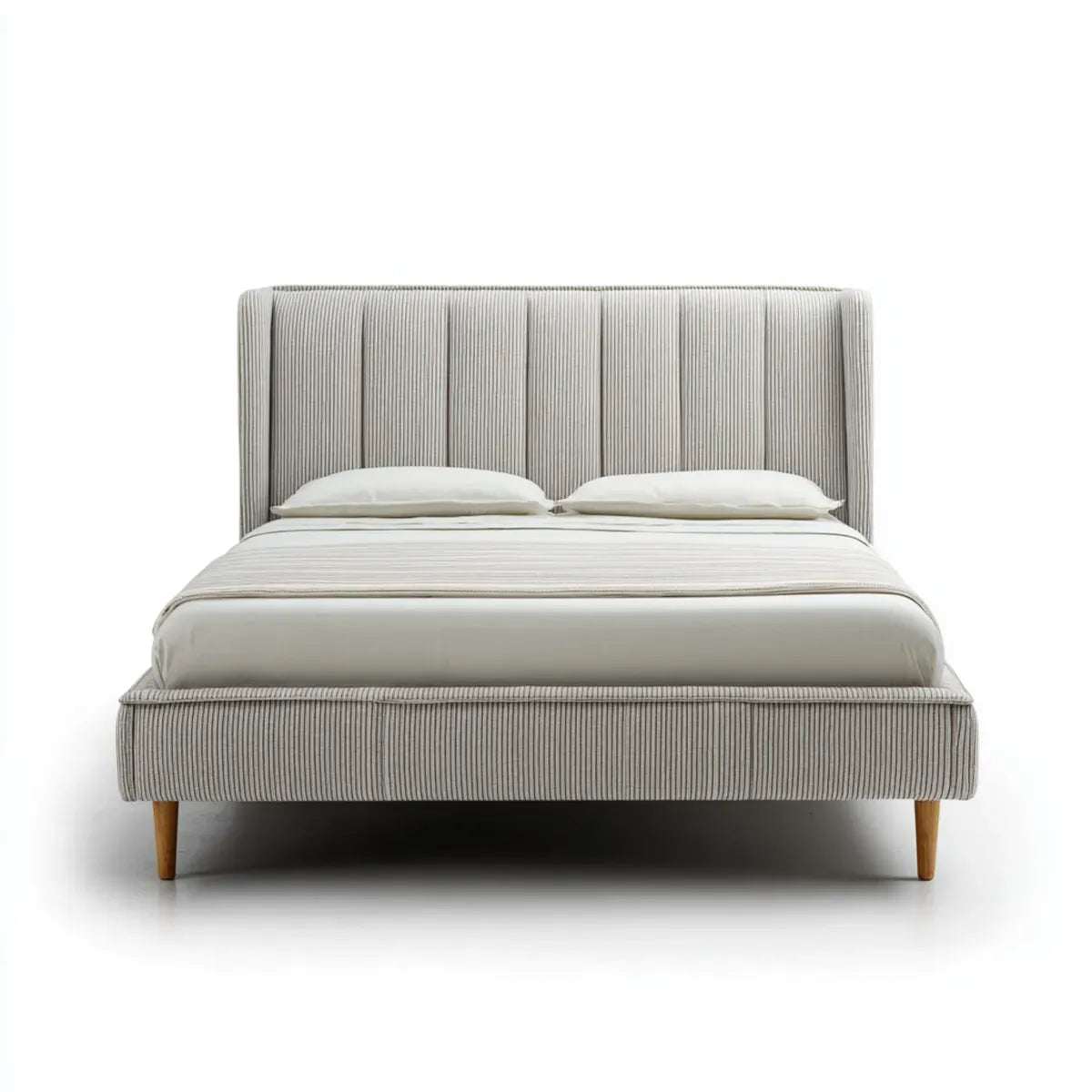 Letto matrimoniale imbottito grigio chiaro 160 x 200 cm in poliestere rettangolare