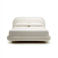 Letto matrimoniale imbottito panna 160 x 200 cm in similpelle PU con testiera arrotondata