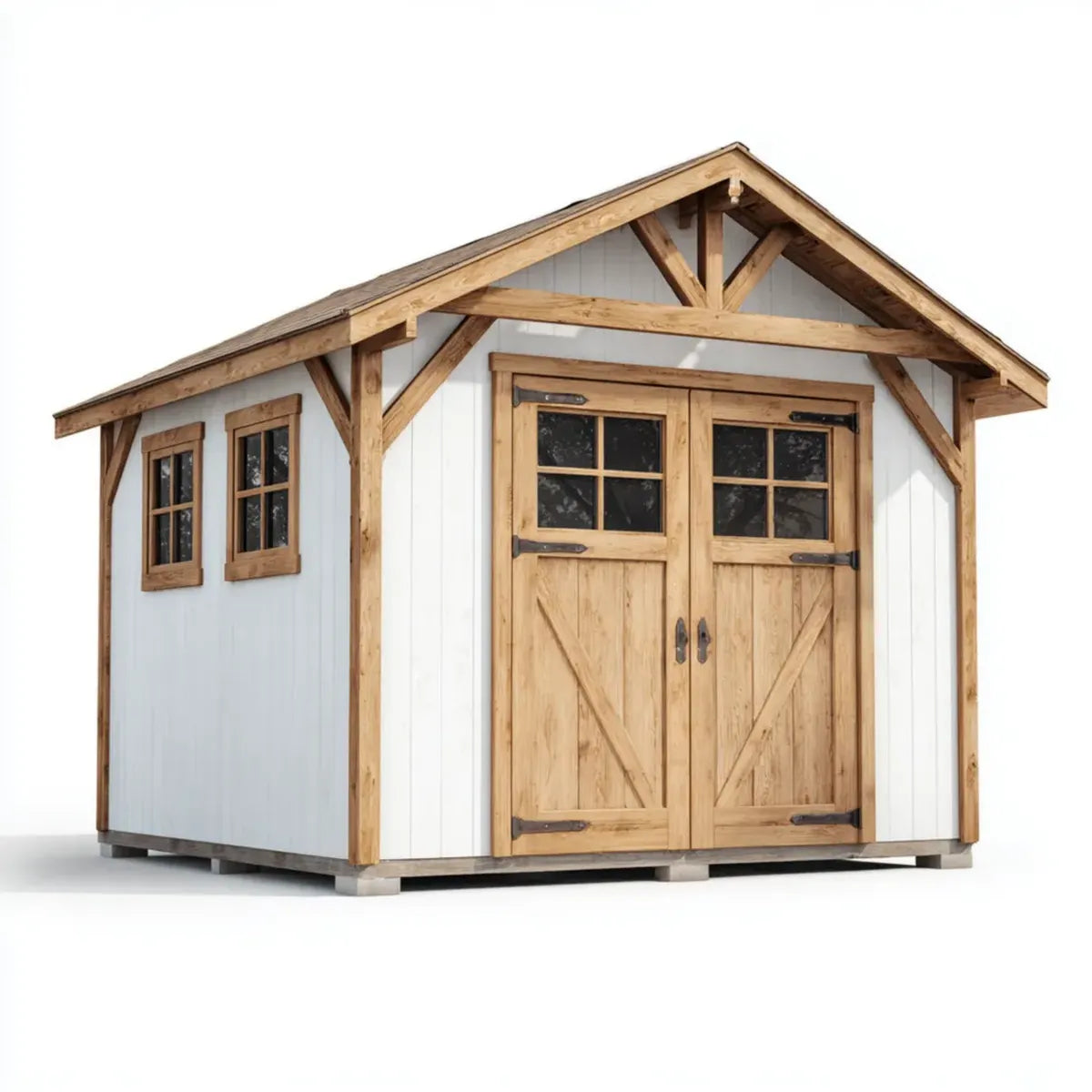 Casetta da giardino in legno di abete bianco e naturale con doppia porta 300 x 300 x 245 cm