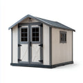 Capanno da giardino in resina HDPE beige e grigio 214 x 214 x 227 cm rettangolare con doppia porta