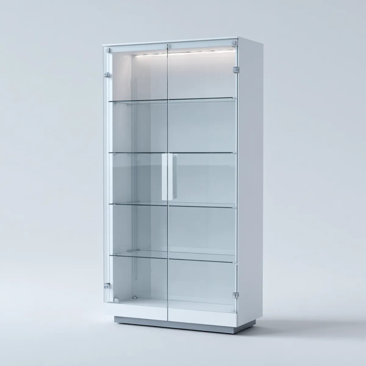Vetrina da ufficio bianca 80 x 40 x 180 cm in vetro temperato e pannelli MDF rettangolare