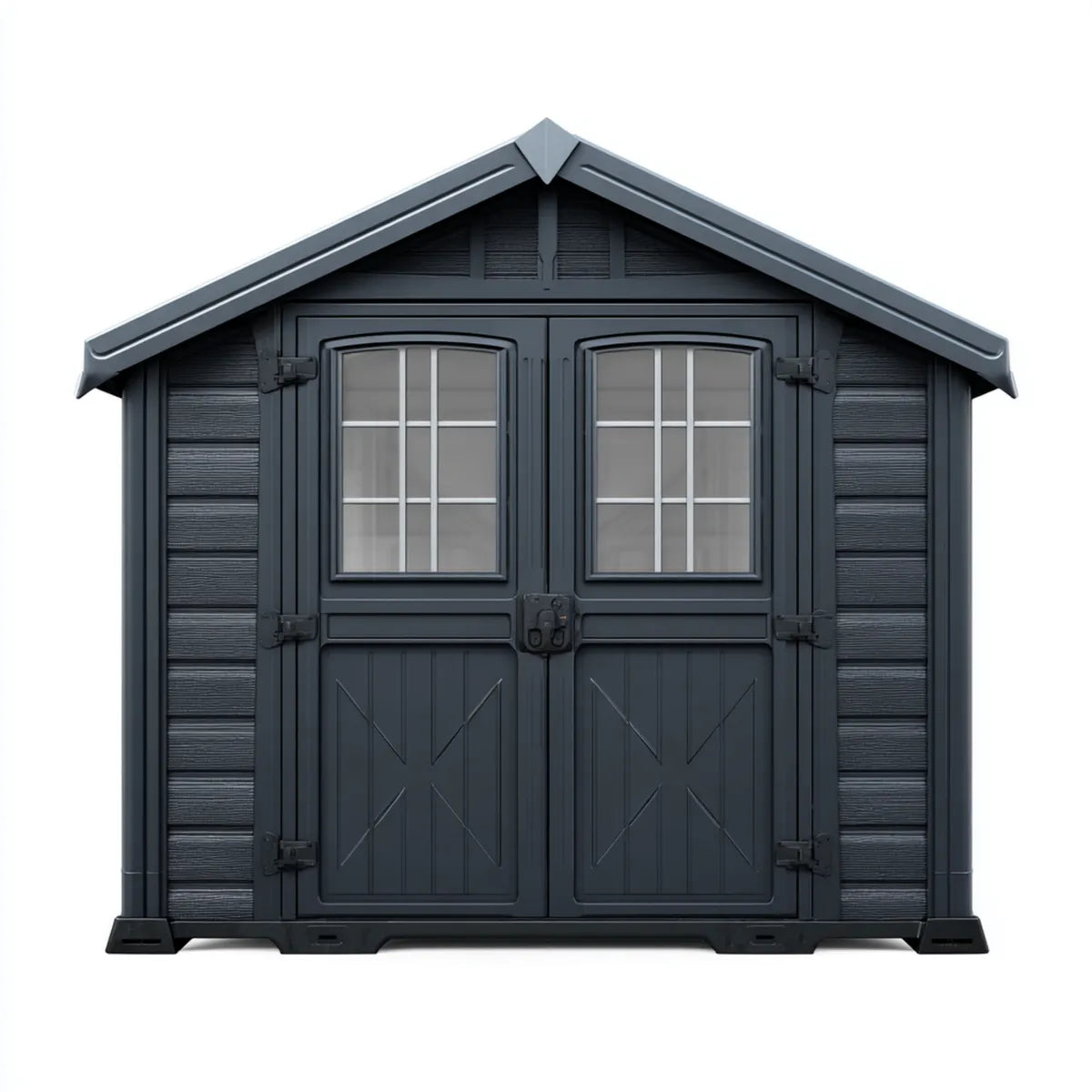 Capanno da giardino in polipropilene grigio antracite 185 x 152 x 204 cm con doppia porta