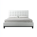 Letto matrimoniale imbottito bianco 160 x 200 cm in similpelle PU rettangolare