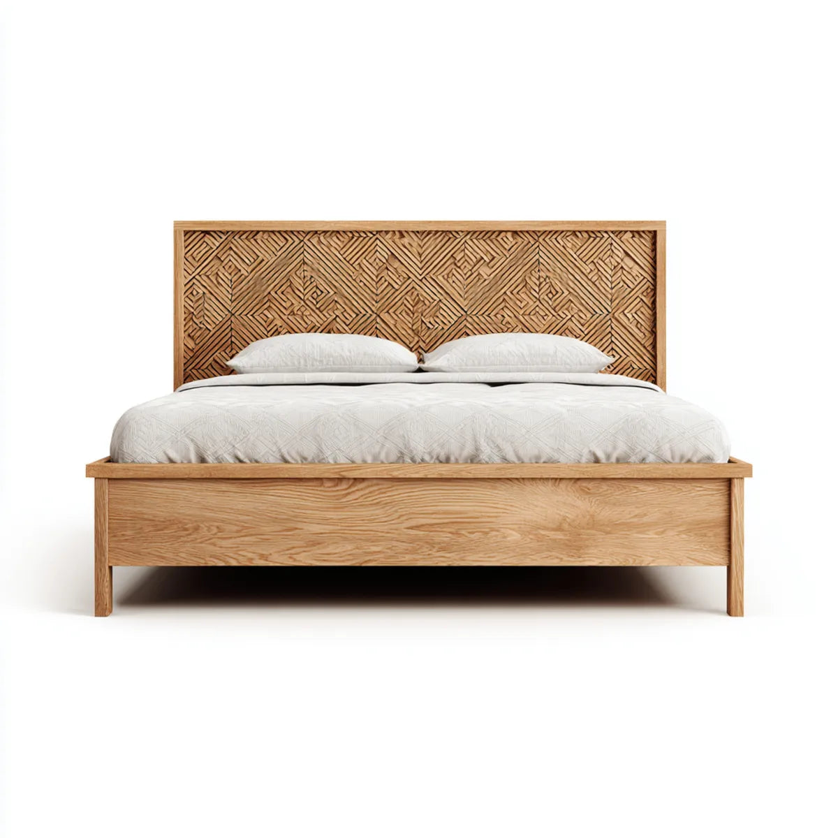 Letto matrimoniale naturale 160 x 200 cm in legno massello di mango rettangolare