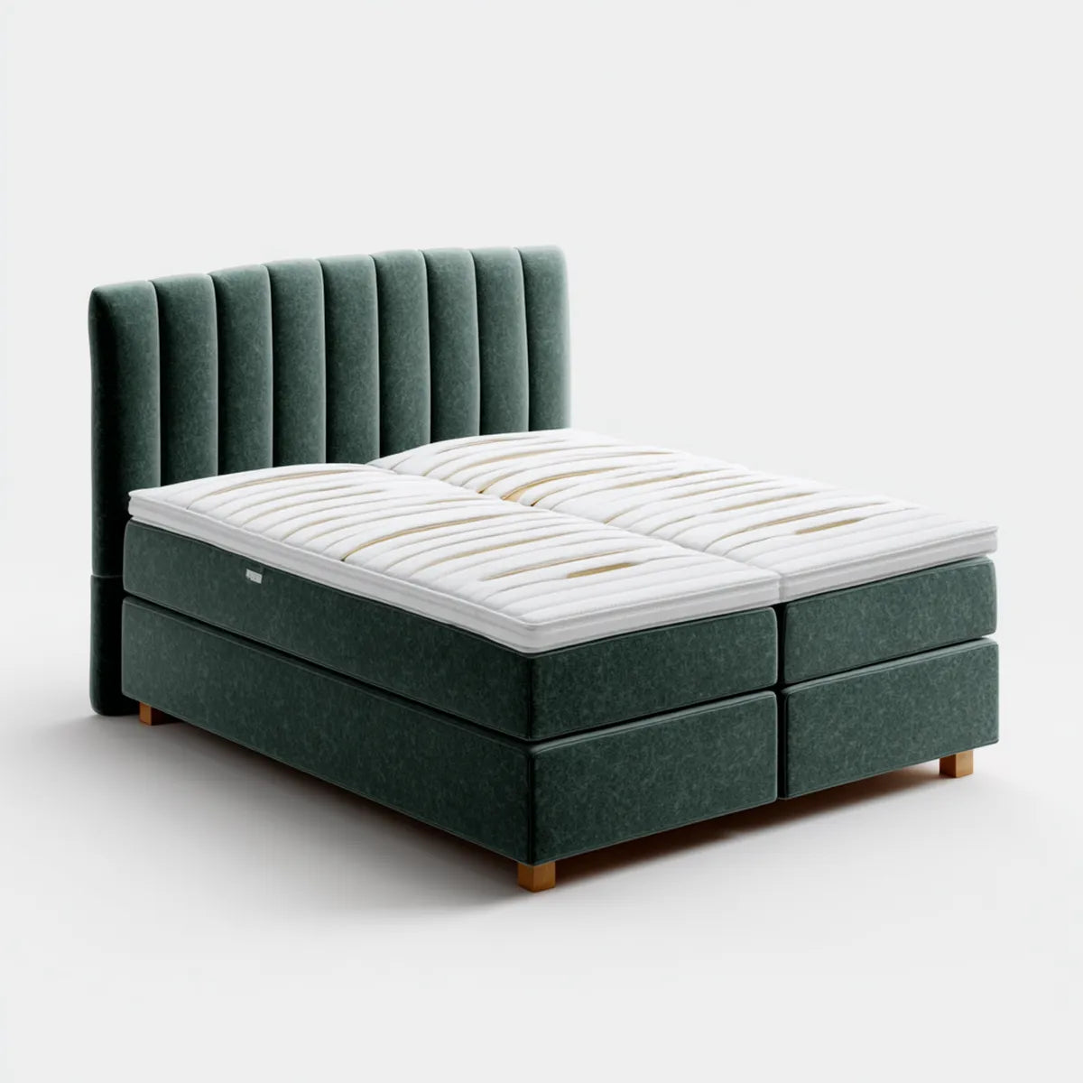 Letto matrimoniale boxspring verde scuro 180 x 200 cm in velluto di poliestere rettangolare con 2 materassi