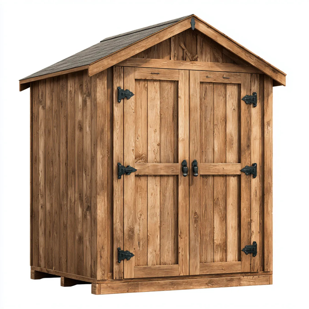 Capanno da giardino in legno massello marrone con doppia porta 200 x 150 x 220 cm