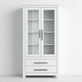 Armadio libreria bianco con 2 ante in vetro e 2 cassetti 80 x 40 x 180 cm in MDF e vetro temperato rettangolare